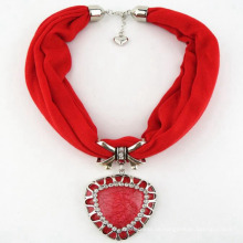 Hochwertige Mode Halskette Polyester Schmuck Quaste Schal rot Herz Anhänger Schal